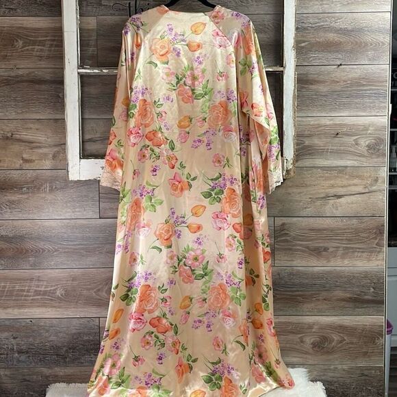 CABERNET SLEEPWEAR Ladies Nightgown House Dress Floral Classy Gown Sz L  Peach - Picture 6 of 10